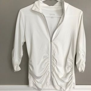 White workout zip up